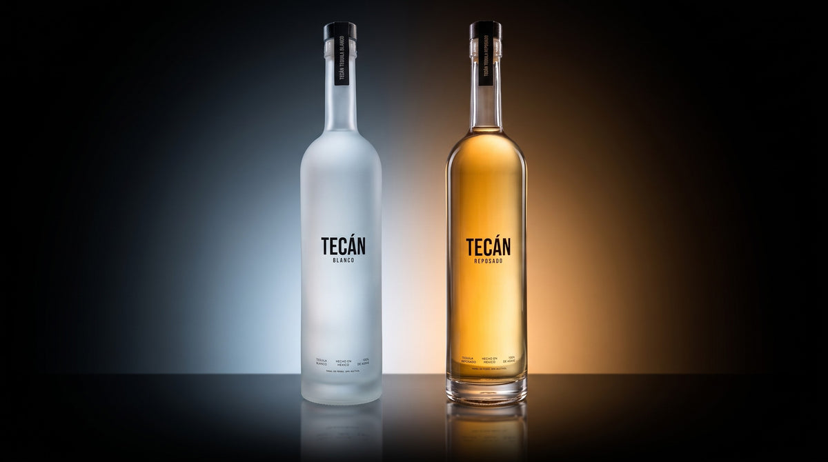 Tecán Blanco and Reposado side by side, studio, evenly lit