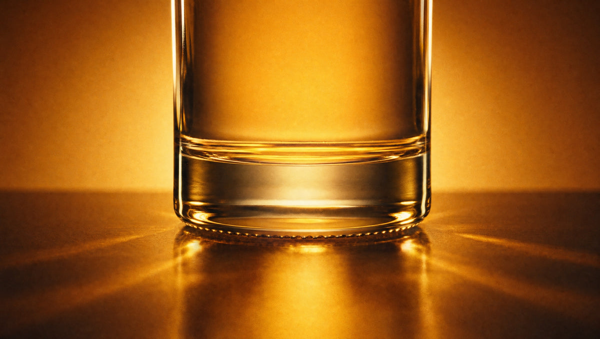 Tecán Reposado — glass base with golden light rays