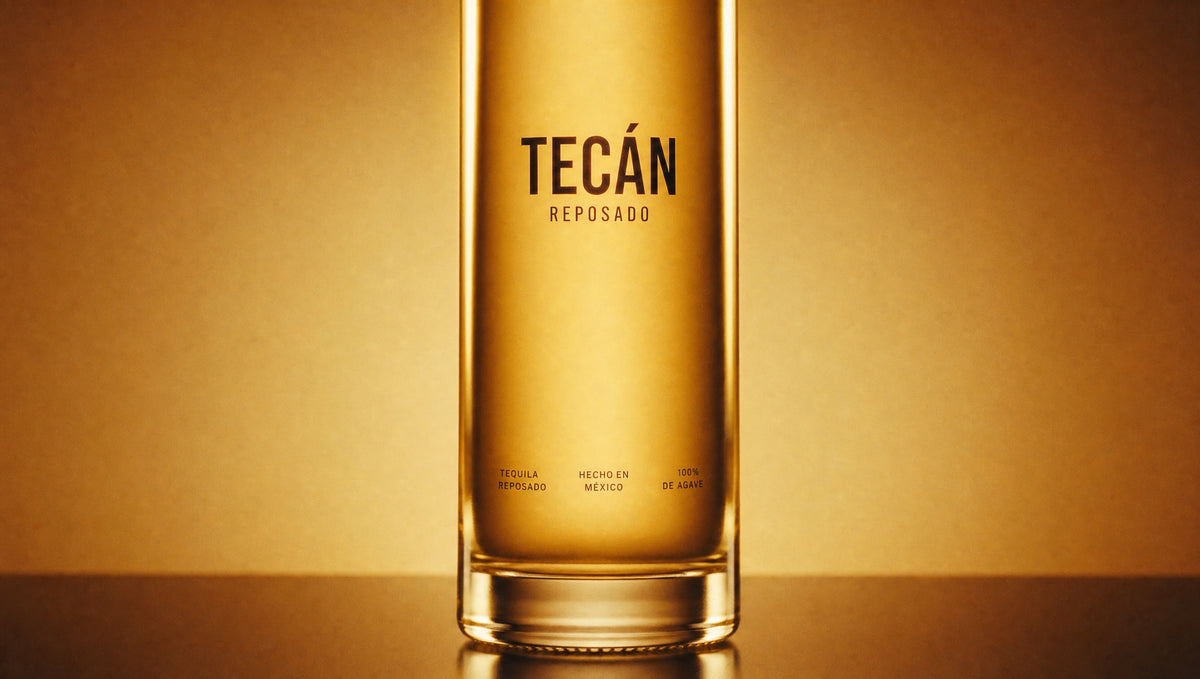 Tecán Reposado — wordmark and label details in amber backlight