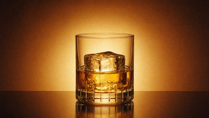 Tecán Reposado over a large clear ice cube in a rocks glass
